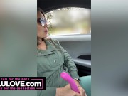 Shy babe masturbating with vibrator then gets out in parking lot for big orgasm finish and flashing spreads - Lelu Love 8/16