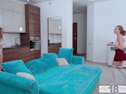 2 lesbian girls with natural tits fingering pussy and uses dildo 1/16