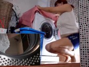 Domination in laundry. Housewife fucked in the washing machine. m1 1/16