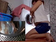Domination in laundry. Housewife fucked in the washing machine. m1 8/16
