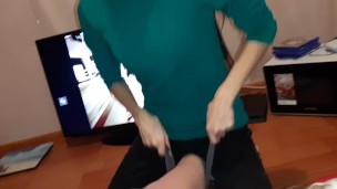 My girlfriend rubs my leg and cums in clothes - Lesbian_illusion