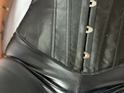 Fucking a juicy cock in ripped leather leggings 2/16