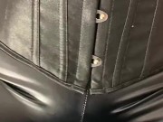 Fucking a juicy cock in ripped leather leggings 6/16