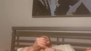 Jacking off with huge dildo in my ass