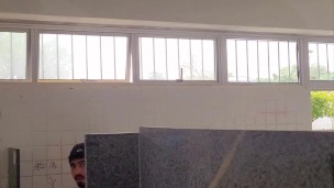Cam catches latin big dick in the public bathroom