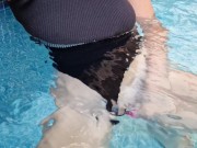 Lovense control orgasm in the public pool