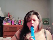 Playing like I'm giving a blowjob then I slide it up my pussy 6/16