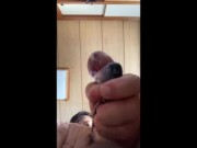 masturbation スマホ自撮りオナニー 電マローターの下アングルマスターベーション マスク顔見せ変態お自慰でカウパー垂れ流し大量ザーメン射精 イケメン恥辱自慰映像 16/16