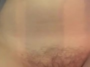 Girl with bush pees in toilet