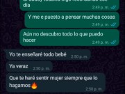 Chat de WhatsApp con mi padrastro caliente, término en su cuarto follando duro 🔥💦😈 4/16