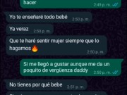 Chat de WhatsApp con mi padrastro caliente, término en su cuarto follando duro 🔥💦😈 5/16
