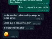 Chat de WhatsApp con mi padrastro caliente, término en su cuarto follando duro 🔥💦😈 8/16