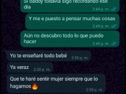 Conversación de WhatsApp con mi padrastro termina en su casa follando🔥💦sexo Amateur 😈