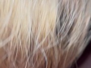 Hot blonde milf blows dick