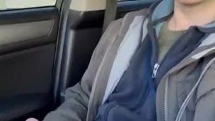 risky jerking off huge & thick dick in public car lot outside the grocery