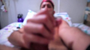 Jerking my big uncut cock until I cum directly in my mouth. My own cum tasted so good - Camilo Brown