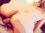 COMIC CARTOON - Teen Sliding Down on Stepdads BIG COCK 14/16