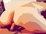 COMIC CARTOON - Teen Sliding Down on Stepdads BIG COCK 4/16