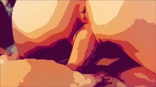 COMIC CARTOON - Teen Sliding Down on Stepdads BIG COCK