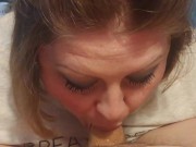 Broke lesbian roommate makes a deal for rent and gives her first blowjob 8/16