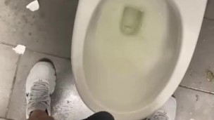 Shy bladder about to bust at crowded public restroom desperate fucking relief wetting