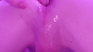 Lubed up femboy plays with sloppy, messy, noisy gape