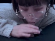 メガネっ子が興奮してフェラで精子をたっぷり搾り取る♡ cum in mouth blowjob 14/16