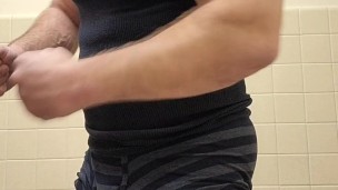 MUSCLE BEAR FLEXING IN TANK TOP AND BOXER BRIEFS!