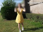 lovely 19 years girl shows shaved pussy in public