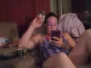 Purple Diamond In Purple Mini Skirt Smoking Cigarettes Playing Video Games 4/16