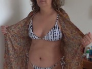 First time on the beach that I show off in front of my stepson, I couldn't resist the excitement and