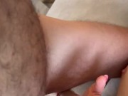 Skinny blowjob and cum on nylon 8/16