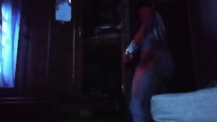 Wanking off in my spiderman suit