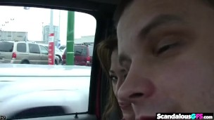 Hot Couple Fashing tits and cock in car scandal