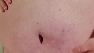 Fatty strips, shows huge tits and belly