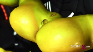 Crazy anal alien sex with a huge cock in the spacecraft