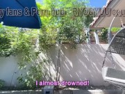 極上の痙攣まんこに無許可でぶち撒ける！豪華なヴィラに開放的になった女子大生とプールで生ハメSEX♡素人カップル/歳の差/顔出し/パイパン/中出し/変態/露出/水着/English subtitles 5/16