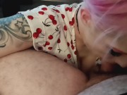 Hot pink haired girl giving bomb bj 3/16