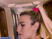 Argentinian beauty gives perfect sloppy blowjob on hotel room