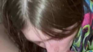 Girlfriend Gives Sloppy Blowjob with HUGE Cumshot