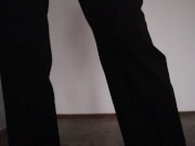 footjob in black pantyhose, cumshot on sexy nylon feet 2/16