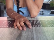 My sugar daddy controls me with a vibrator in an outdoor bar 6/16