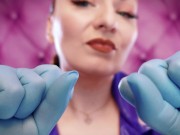 ASMR video hot sounding - blue nitrile gloves fetish close up video