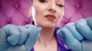 ASMR video hot sounding - blue nitrile gloves fetish close up video