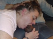 Step sister deep throating step brother's dick balls deep 15/16