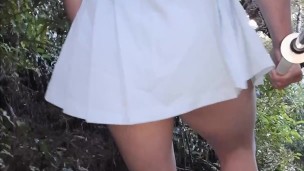 Caged sissy caught in public