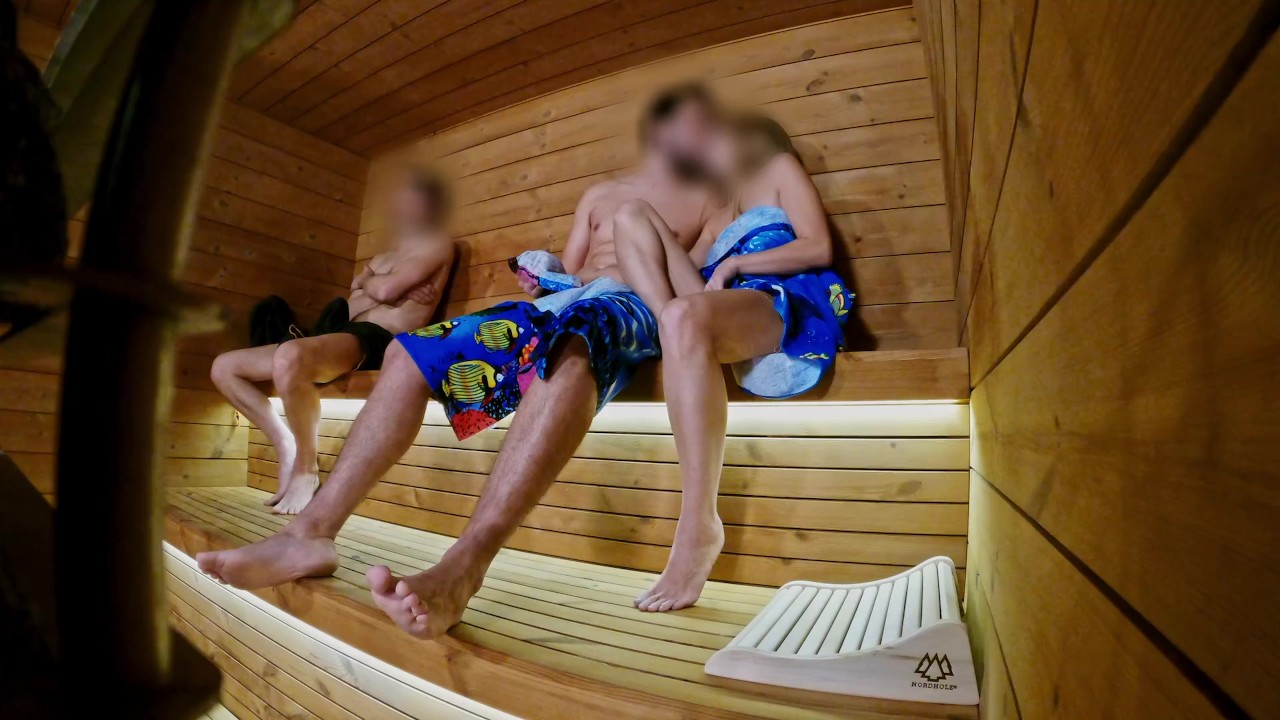 SAUNA ADVENTURE PT1: I show my hard cock to three people in the sauna - Free Sex Video - RedTube