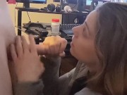 Heather Kane Proves Fan Wrong by Making him Cum Early so she can Eat ! 2/16