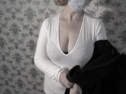 Mature BBW MILF gets naked and shows her big saggy soft natural tits. 3/16