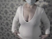 Mature BBW MILF gets naked and shows her big saggy soft natural tits. 4/16